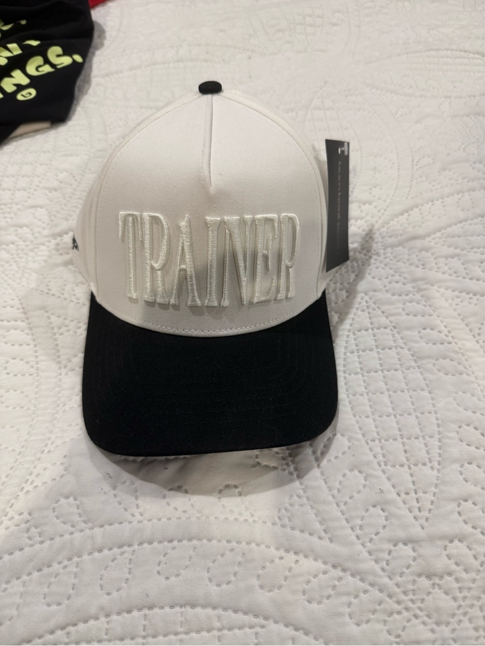 Trainer Embroidered Baseball Cap - White and Black